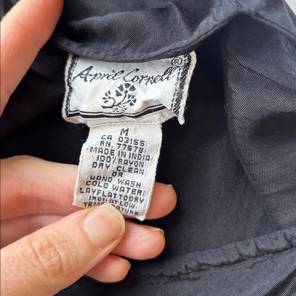 Vintage 90’s April Cornell Milkmaid Fairy Cocquette Midi Dress Medium Goth Black - Picture 17 of 17